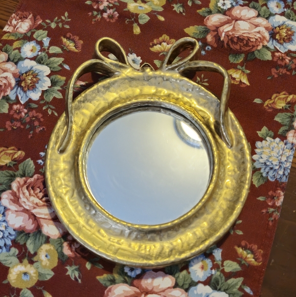Vintage Italian Gold Mirror with Bow Accent